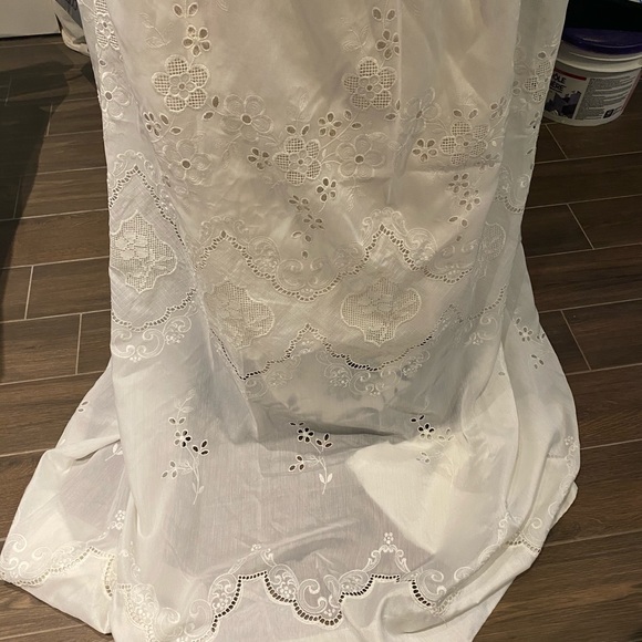 Vintage White Italian Embroidered Curtains - Picture 3 of 4